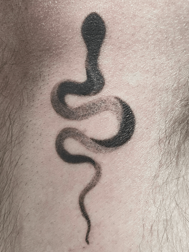 Black and gray stippled snake tattoo (mobile)
